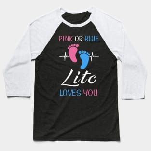 Pink or Blue Lito Loves You Mexican or Spanish Grandpa Heartbeat Baseball T-Shirt
